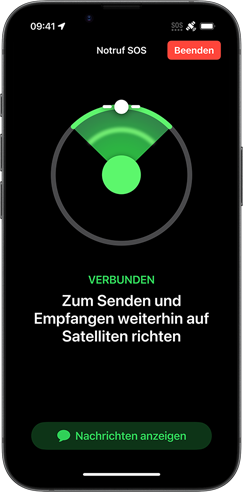 Demonstration von Notruf SOS über Satellit auf dem iPhone 16e