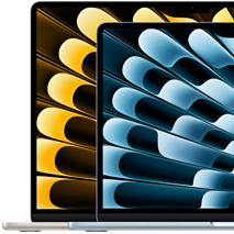 Zwei MacBook Air Laptops zeigen die Größenrelationen der Displays: 13.6