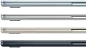 Seitenansicht von vier MacBook Air Laptops in vier verschiedenen Farben